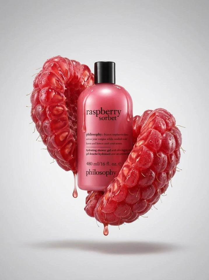 Whisk AI (whisk-ai.co) prompt example: Raspberry Shell Product Photography