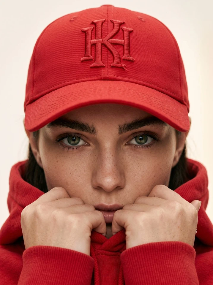 Whisk AI (whisk-ai.co) prompt example: Tight Red Cap Fashion CloseUp