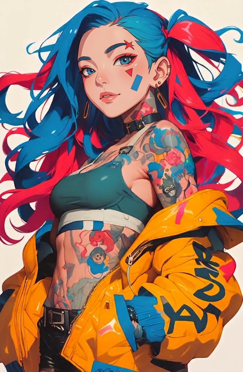 Whisk AI (whisk-ai.co) prompt example: Punk Style Split-Dye Anime Woman
