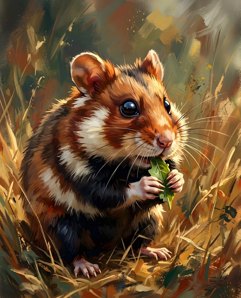 Whisk AI (whisk-ai.co) prompt example: European Hamster Wildlife Photography