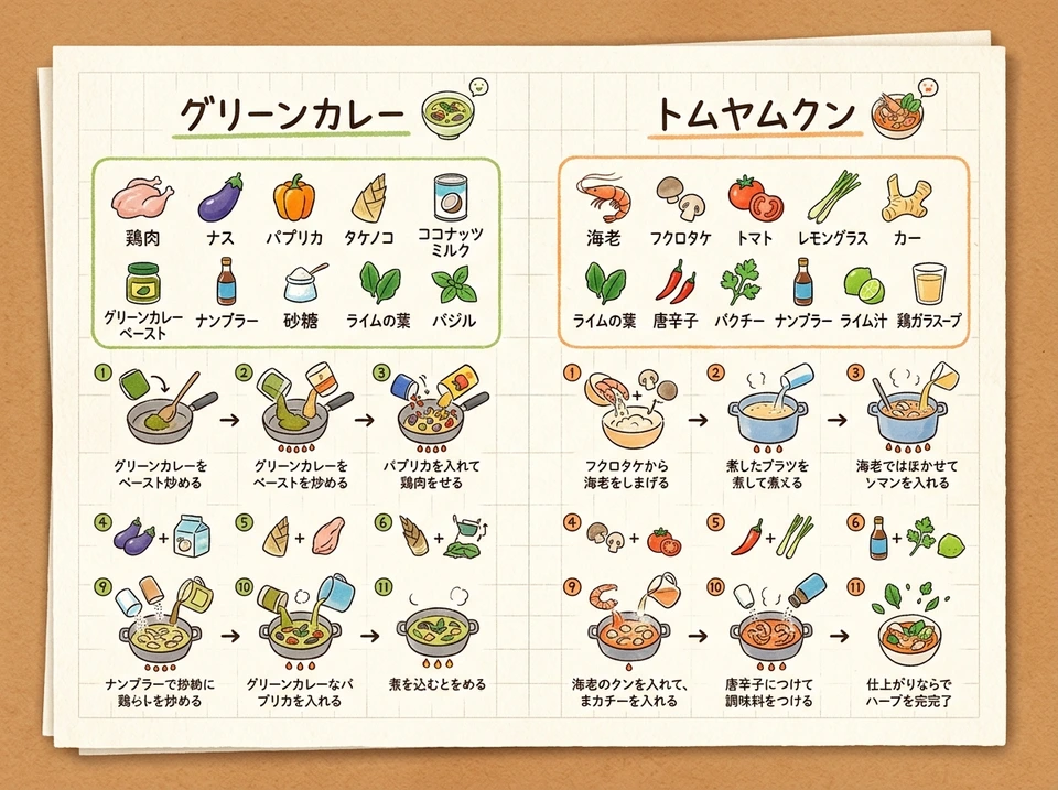 Whisk AI (whisk-ai.co) prompt example: Handwritten Memo Recipe Illustration