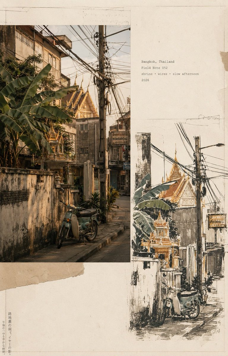 Whisk AI (whisk-ai.co) prompt example: Vintage Travel Journal Collage