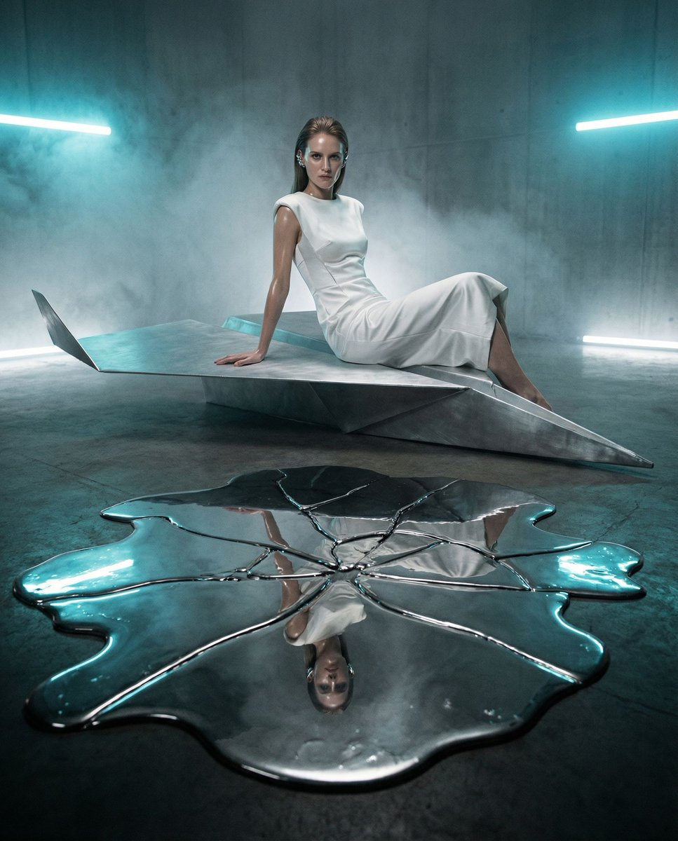 Whisk AI (whisk-ai.co) prompt example: Origami Dreams Cyber Mirror Prompt