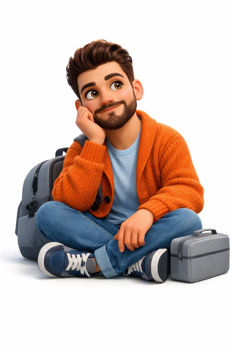 Whisk AI (whisk-ai.co) prompt example: Seated animated character