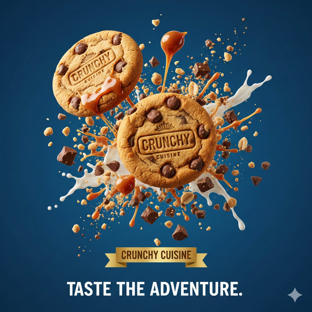 Whisk AI (whisk-ai.co) prompt example: Chocolate chip cookie explosion