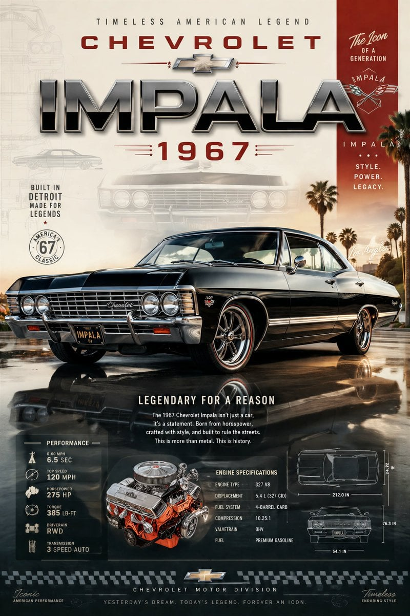 Whisk AI (whisk-ai.co) prompt example: Hero automotive poster