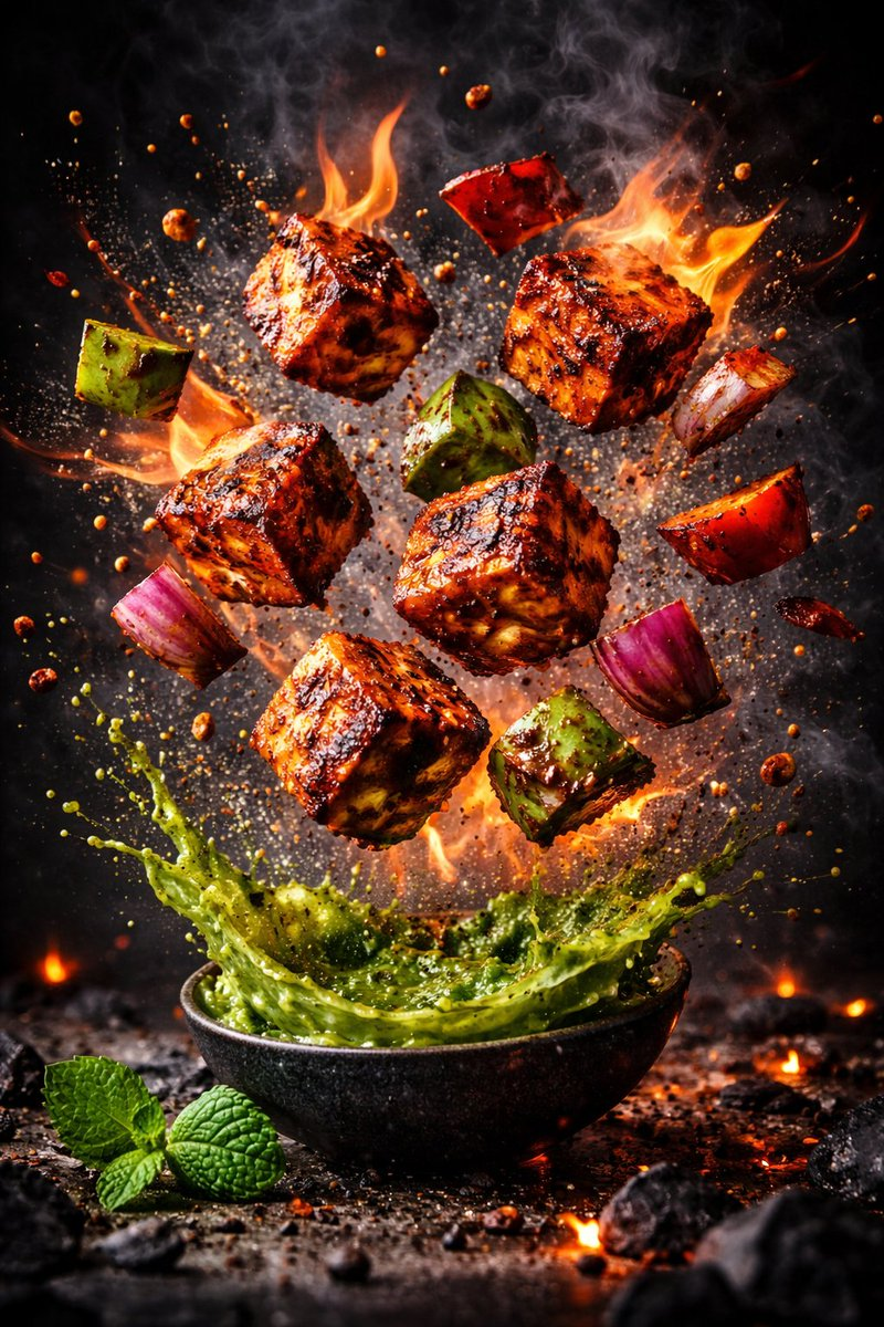Whisk AI (whisk-ai.co) prompt example: Cinematic food hero shot