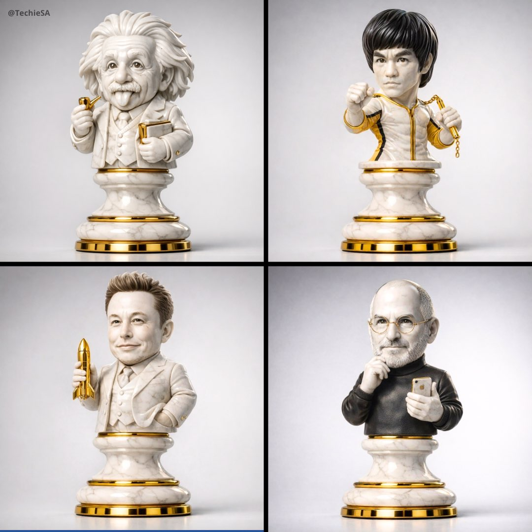 Whisk AI (whisk-ai.co) prompt example: Marble and gold collectible chess piece