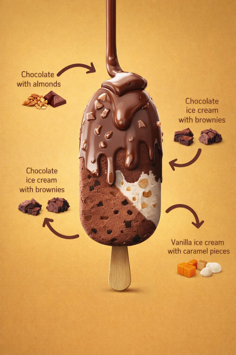Whisk AI (whisk-ai.co) prompt example: Ice cream product hero