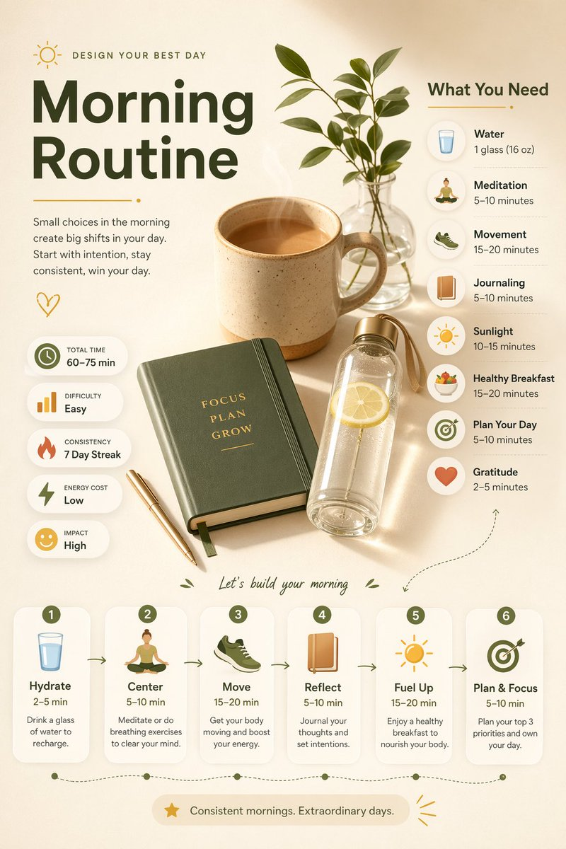 Whisk AI (whisk-ai.co) prompt example: Everyday routine infographic