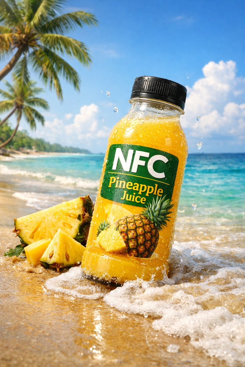 Whisk AI (whisk-ai.co) prompt example: Tropical pineapple juice campaign