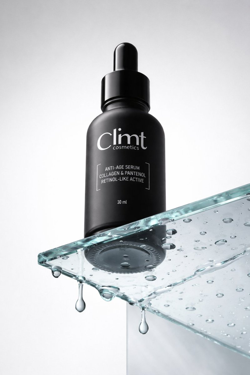Whisk AI (whisk-ai.co) prompt example: Black cosmetic dropper on glass