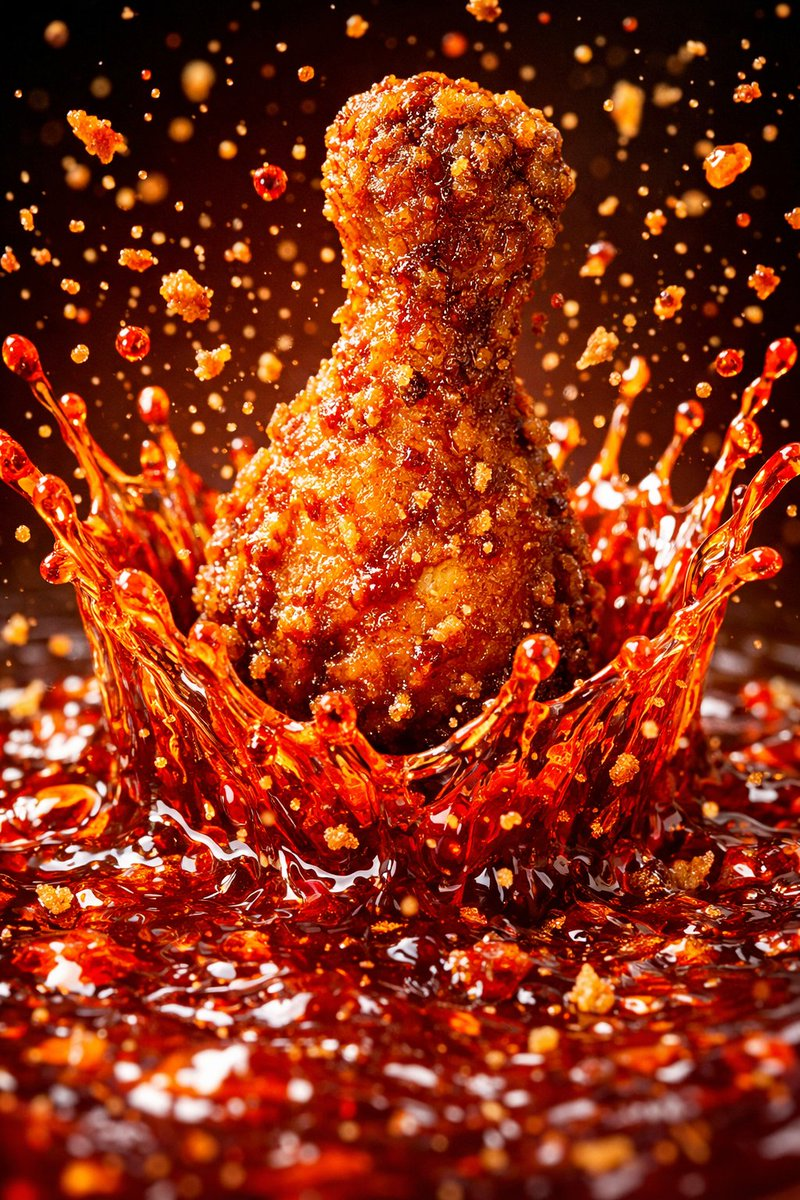 Whisk AI (whisk-ai.co) prompt example: Fried chicken action series