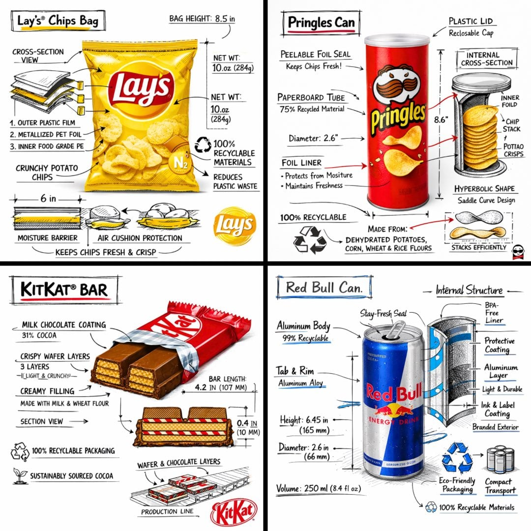Whisk AI (whisk-ai.co) prompt example: Snack anatomy infographic