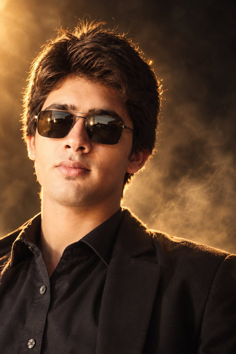 Whisk AI (whisk-ai.co) prompt example: Cinematic Male Portrait with Golden Backlight